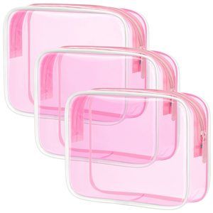 Clear Makeup Bags - 3 Pack Tsa Approved Toiletry Bag With Zipper,🦋